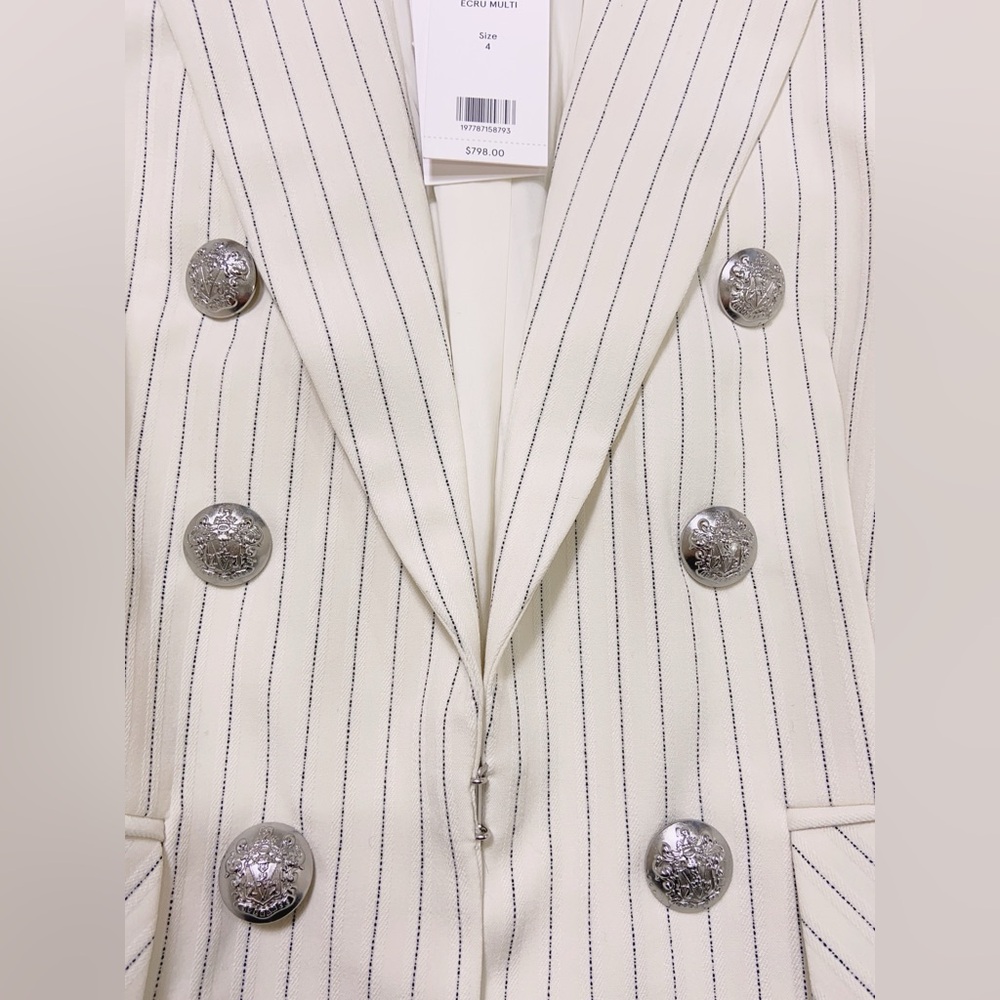 NWT $798 Veronica Beard Beacon Dickey Pinstriped Jacquard Blazer - Picture 10 of 12